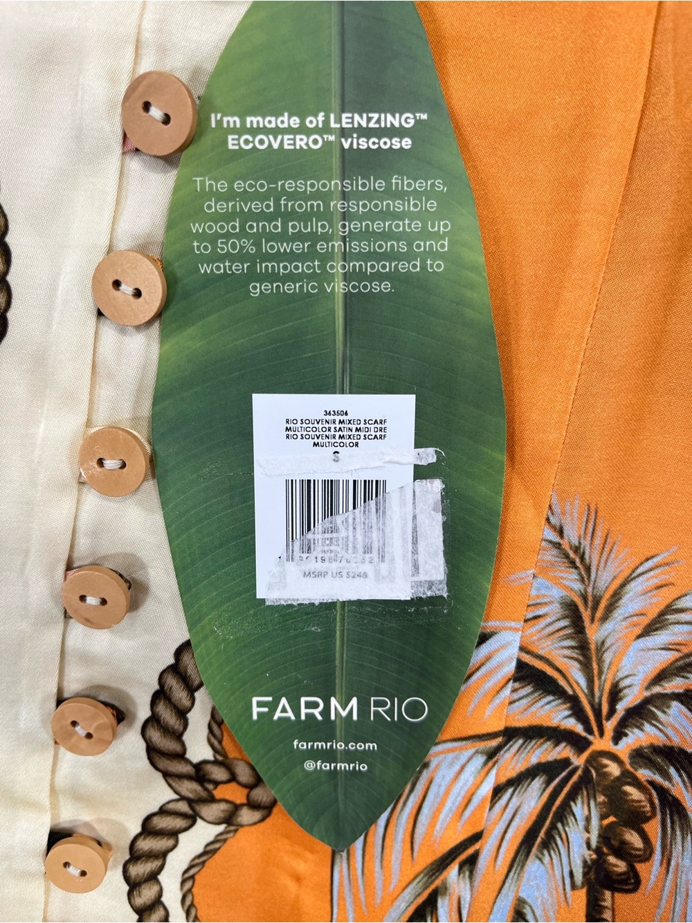 NWT Farm Rio Multicolor Rio Souvenir Scarves Satin Midi Dress Size Small - Picture 11 of 15